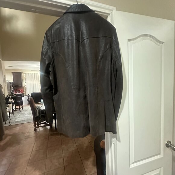 Men’s Wearhouse Genuine Leather Blazer Jacket Brown Size 46 – Classic 3-Button S - Picture 6 of 10
